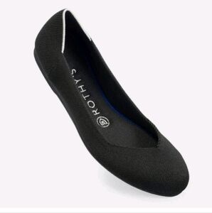 Rothy's The Flat Classic Round Toe in Black, White Halo, Retired, Size 9